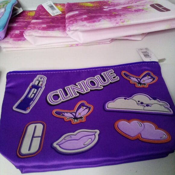 Cosmetic Make-Up Bags Lot of 7 Zipper Pouch Clinique Estee Lauder - Picture 3 of 12